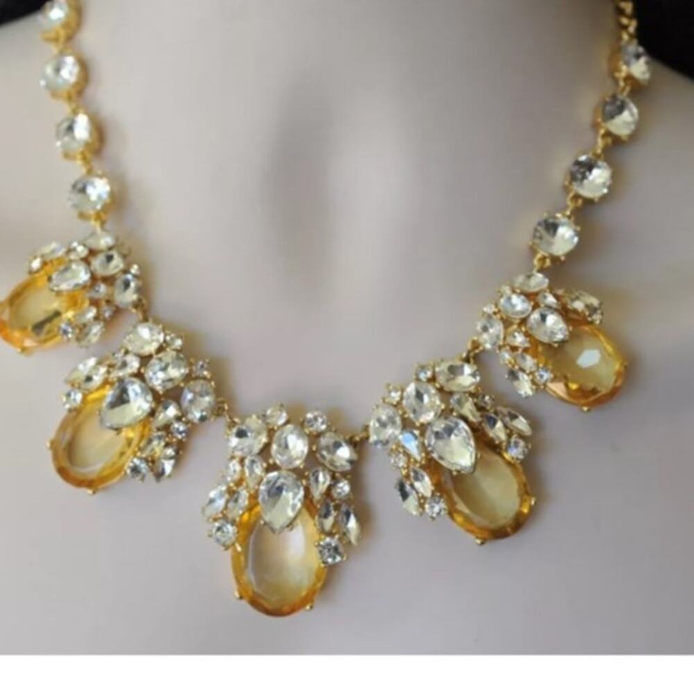 Talbots Golden Citrine Color Cluster Chunky Statement Necklace - Picture 1 of 7